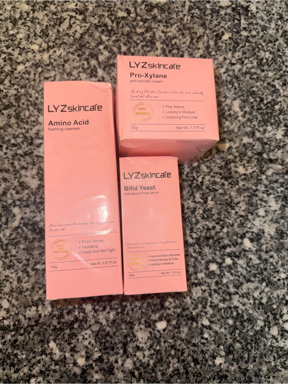 Pink Amino Acid Cleanser, Pro-Xylane Cream & Bifid Yeast Serum Set